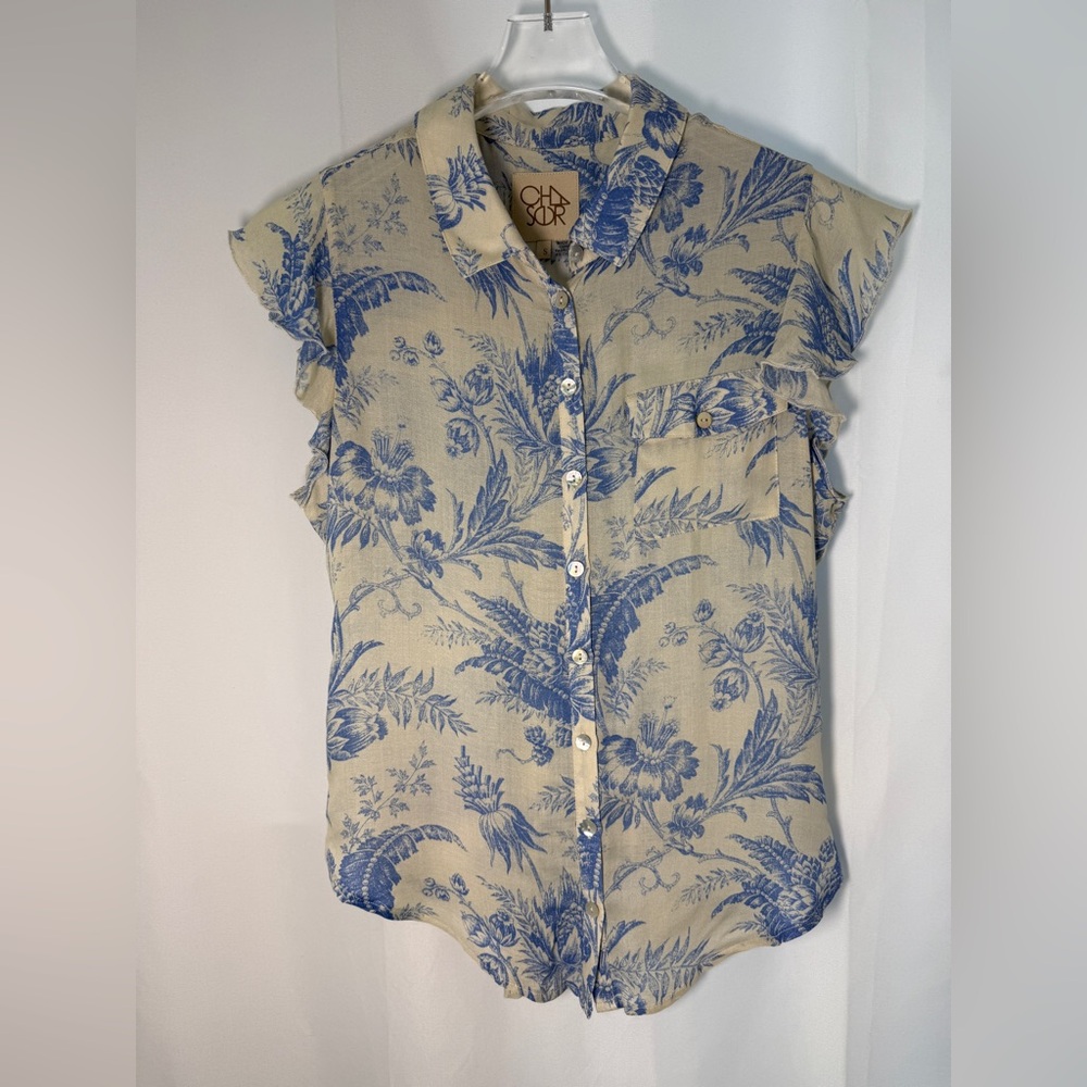CHASER GAUZE FLUTTER SLEEVE French toile SHIRT